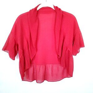 Moschino Cheap And Chic Knit Crochet Open Cropped Cardigan Women Medium Red/Pink